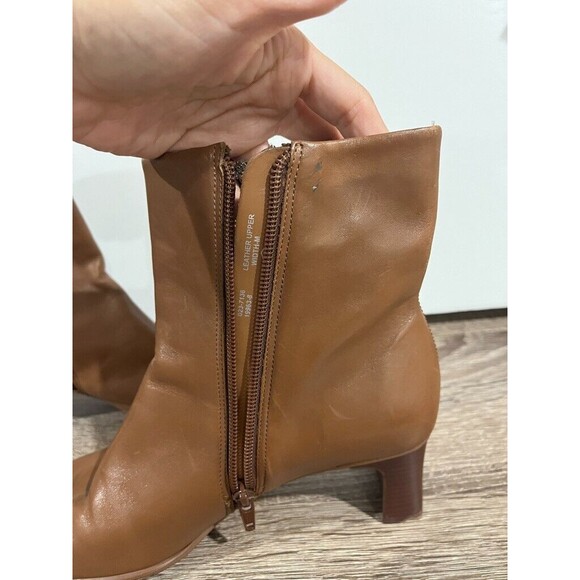 Vintage 90’s Diba Boots Women’s Tan Leather Square Toe Booties Bohemian Sz 8.5 - Picture 12 of 16